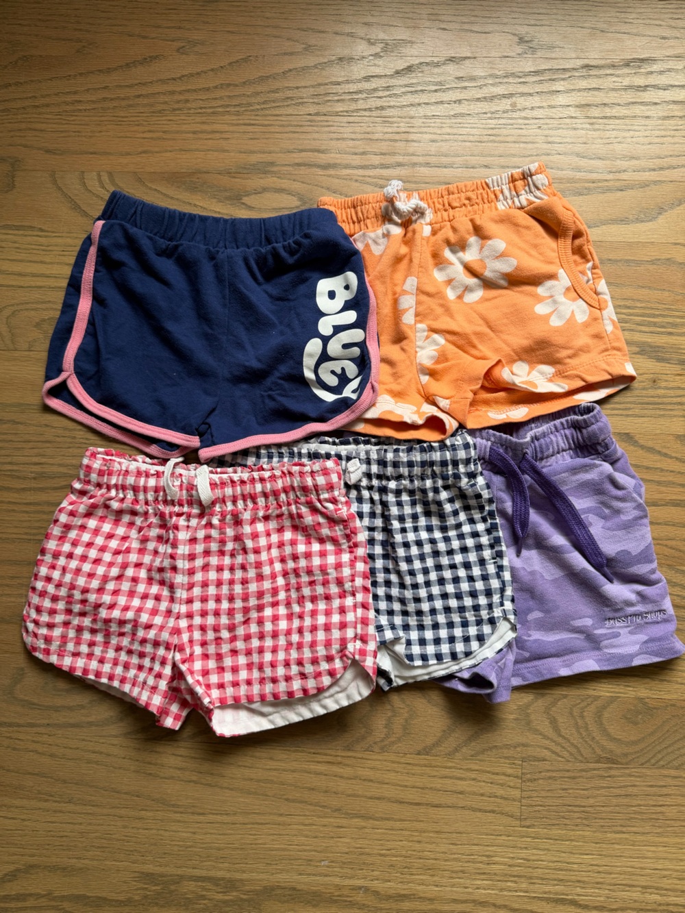 Assorted Girls' Casual Shorts - Navy, Orange, Pink, Black/White Gingham, Purple